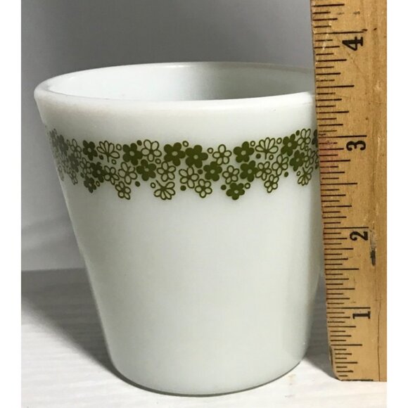 Pyrex Coffee Mug Crazy Daisy Green Floral Milk Glass Vtg 3.5" Pick Quantity MCM - Picture 6 of 7